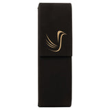 Black/Gold 6 1/2" x 2" Laserable Leatherette Double Pen Case