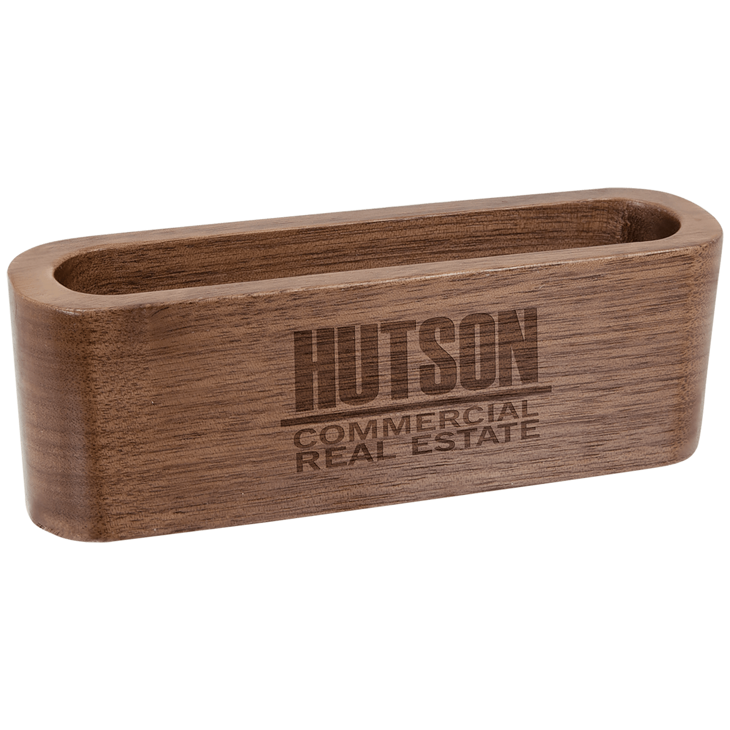 4 1/2" Walnut Wood Business Card Holder