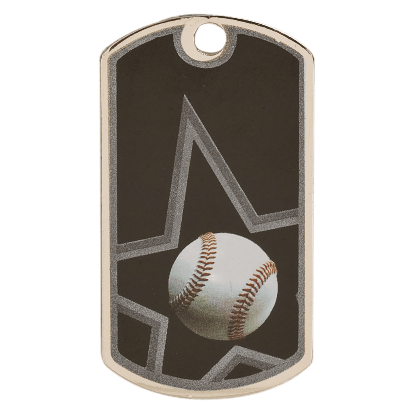 2" Black/Silver Baseball Laserable Star Dog Tag