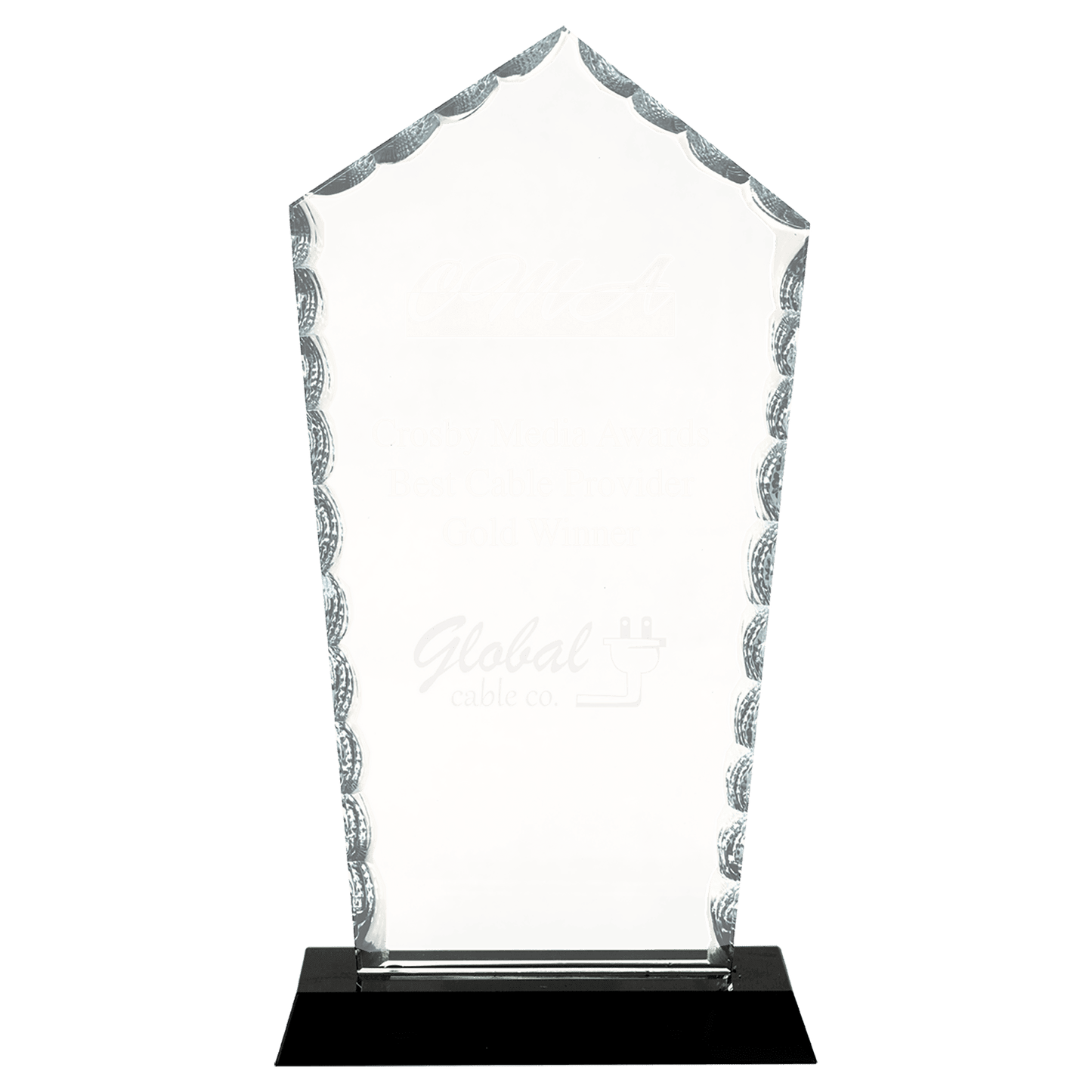 9 3/4" Diamond Facet Glass on Black Base