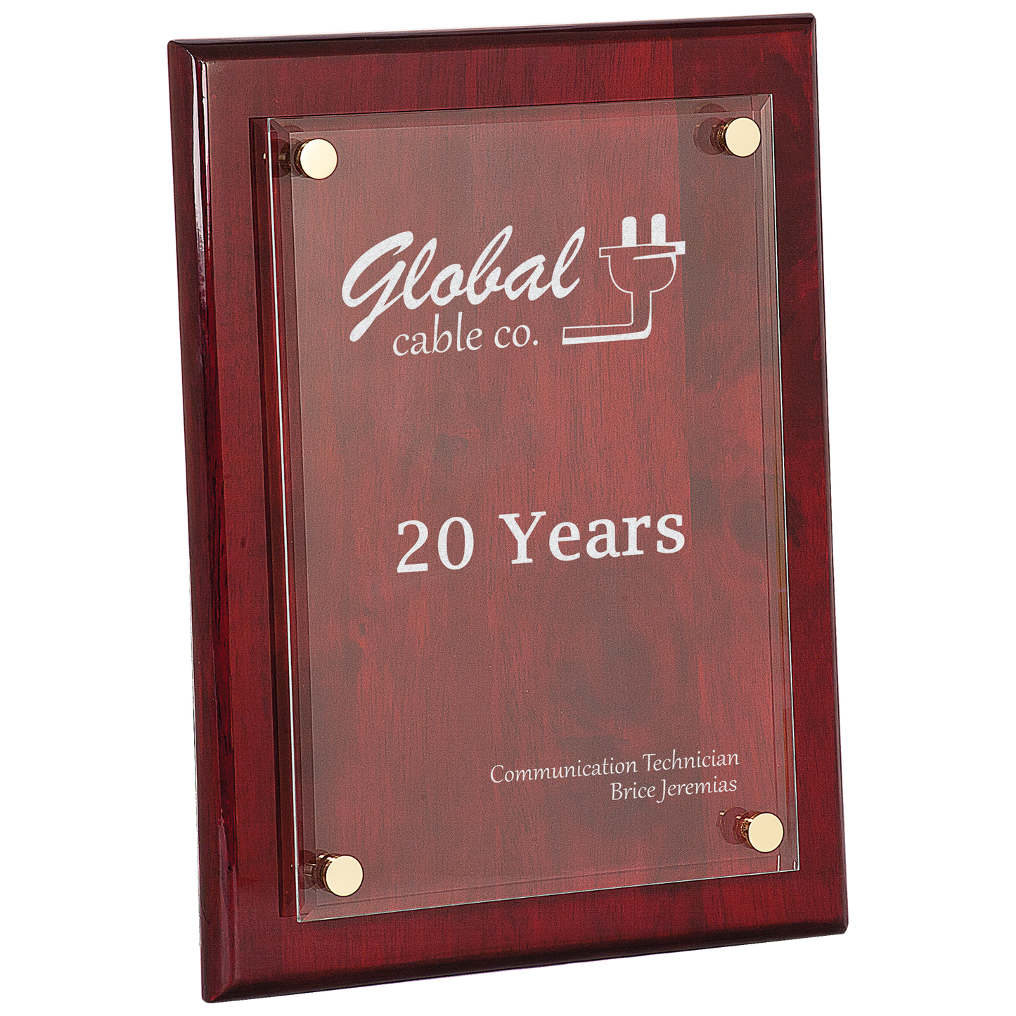 Rosewood 9" x 12" Piano Finish Floating Acrylic Plaque