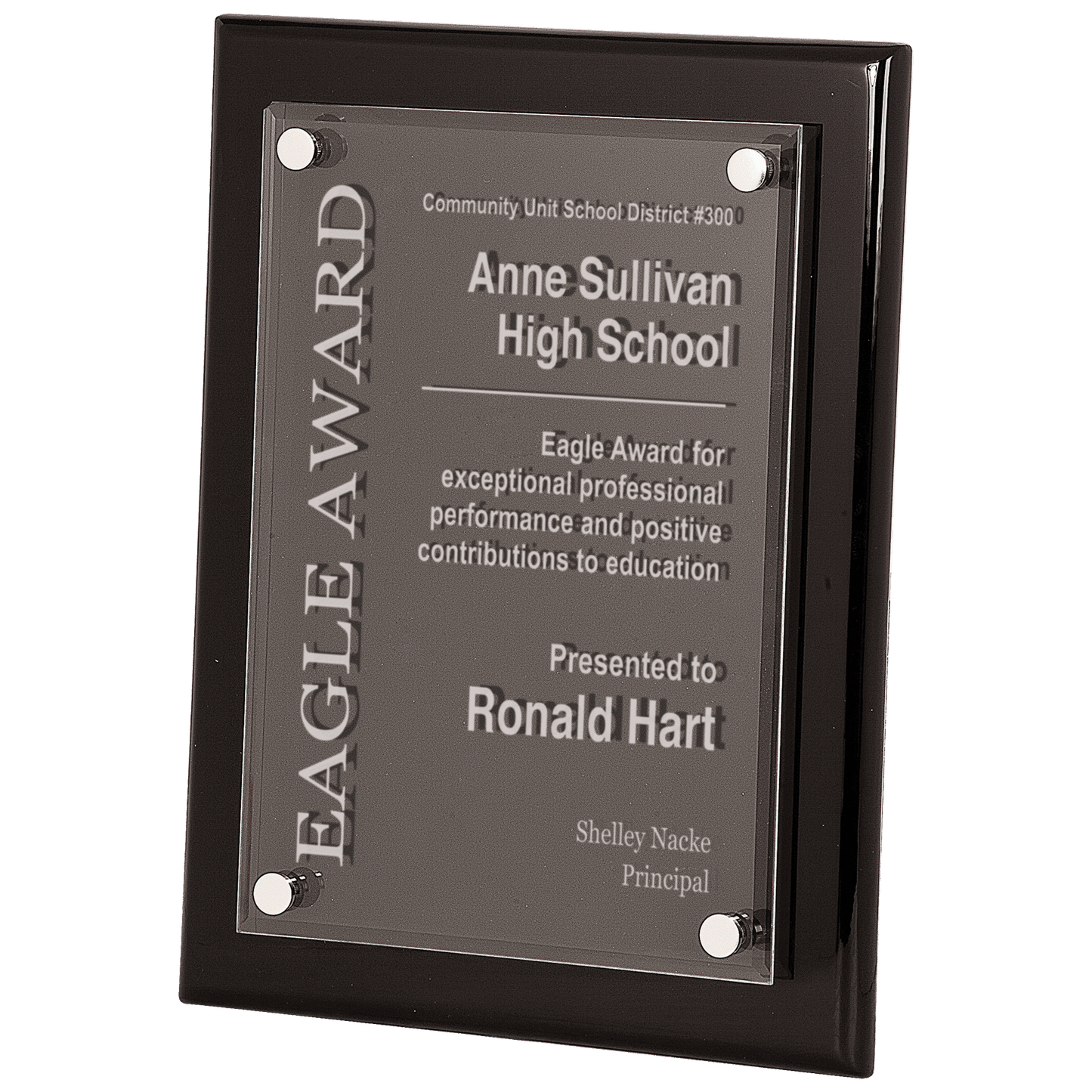 Black 10 1/2" x 13" Piano Finish Floating Acrylic Plaque
