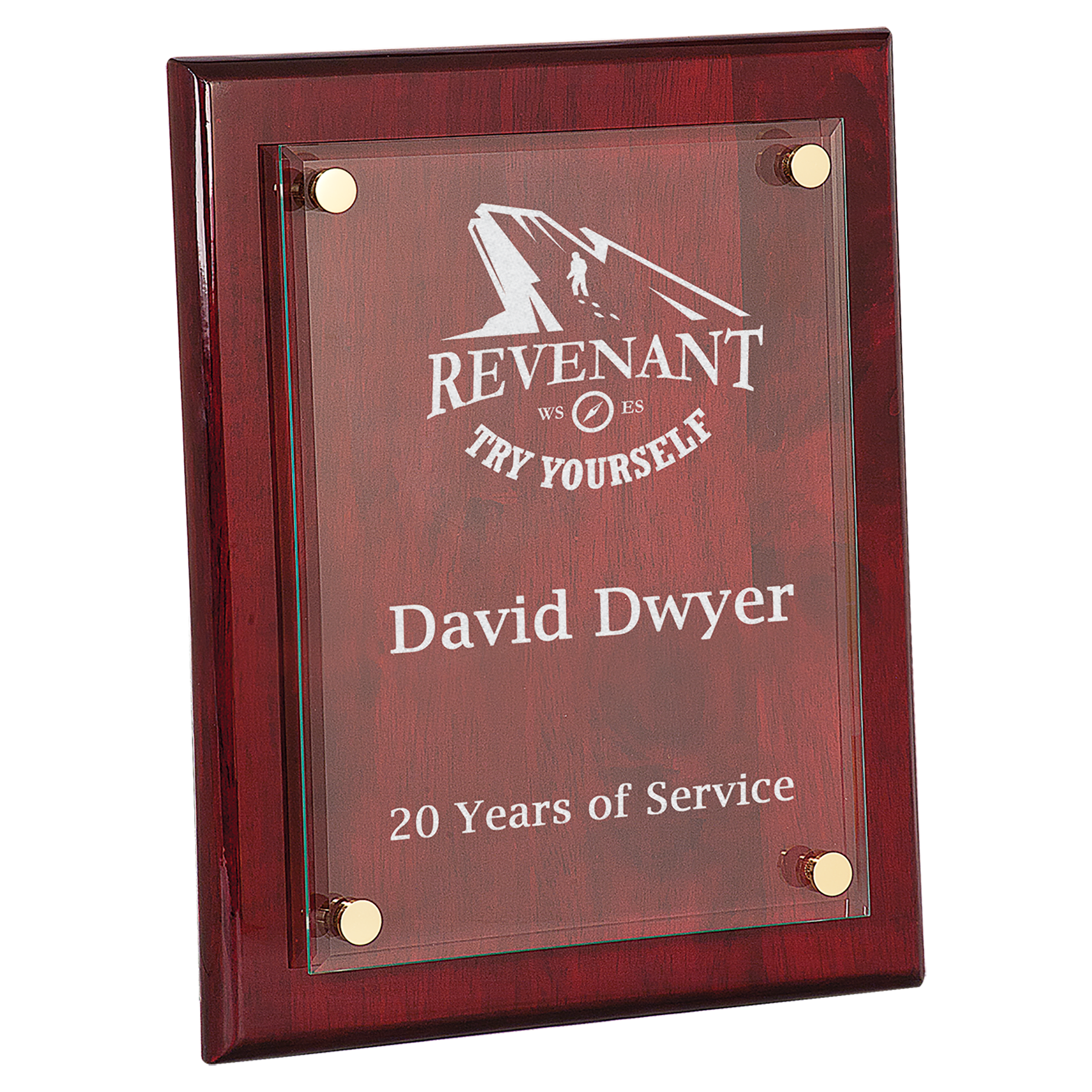 Rosewood 10 1/2" x 13" Piano Finish Floating Glass Plaque