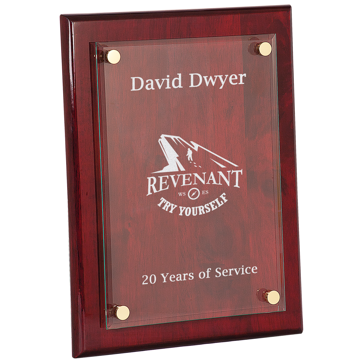 Rosewood 9" x 12" Piano Finish Floating Glass Plaque