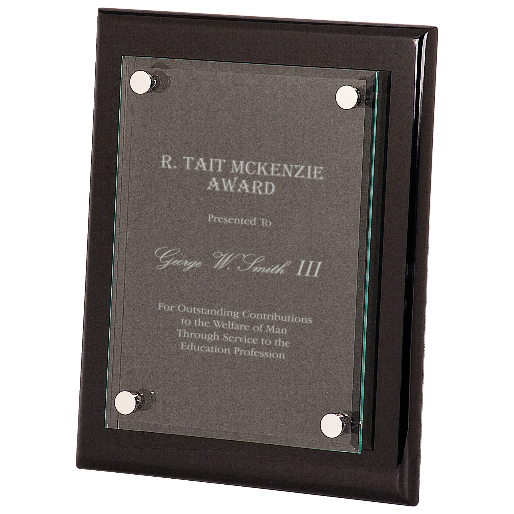 Black 8" x 10" Piano Finish Floating Glass Plaque