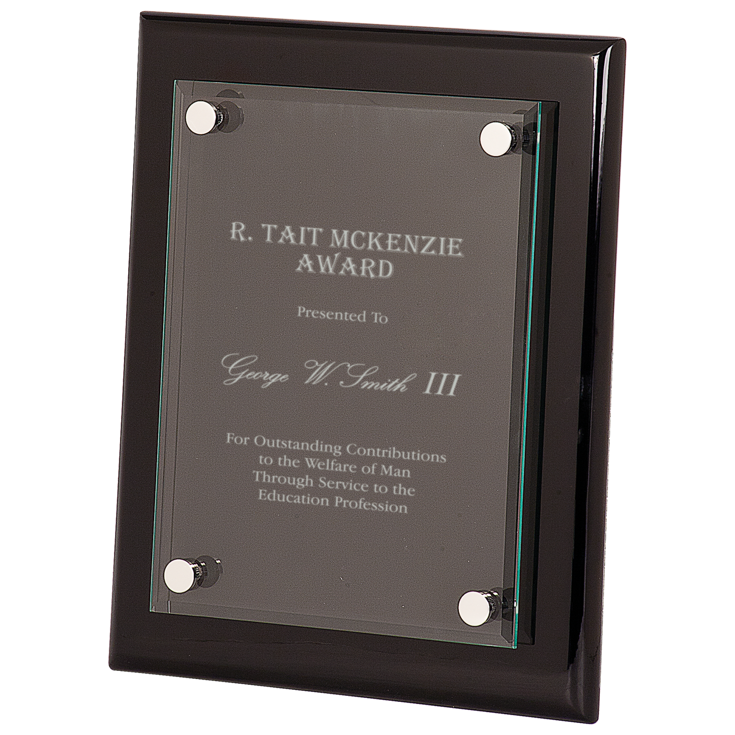 Black 8" x 10" Piano Finish Floating Glass Plaque