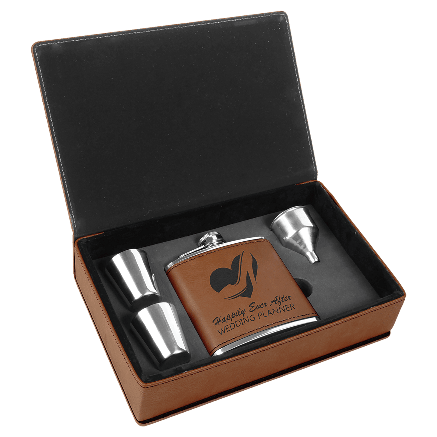 Rawhide 6 oz. Laserable Leatherette Flask Gift Set