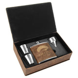 Rustic/Gold 6 oz. Laserable Leatherette Flask Gift Set