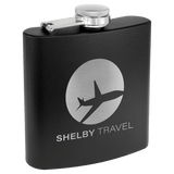 Matte Black Powder Coated Laserable Stainless Steel 6 oz. Flask