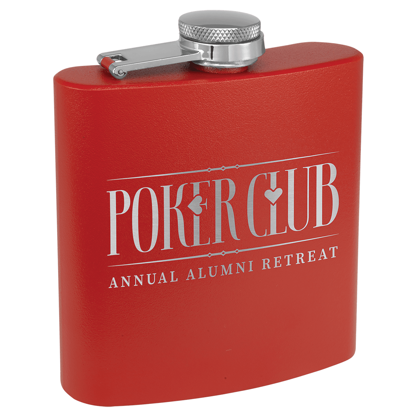 Red 6 oz. Matte Powder Coated Laserable Stainless Steel Flask