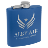 Matte Royal Blue Powder Coated Laserable Stainless Steel 6 oz. Flask