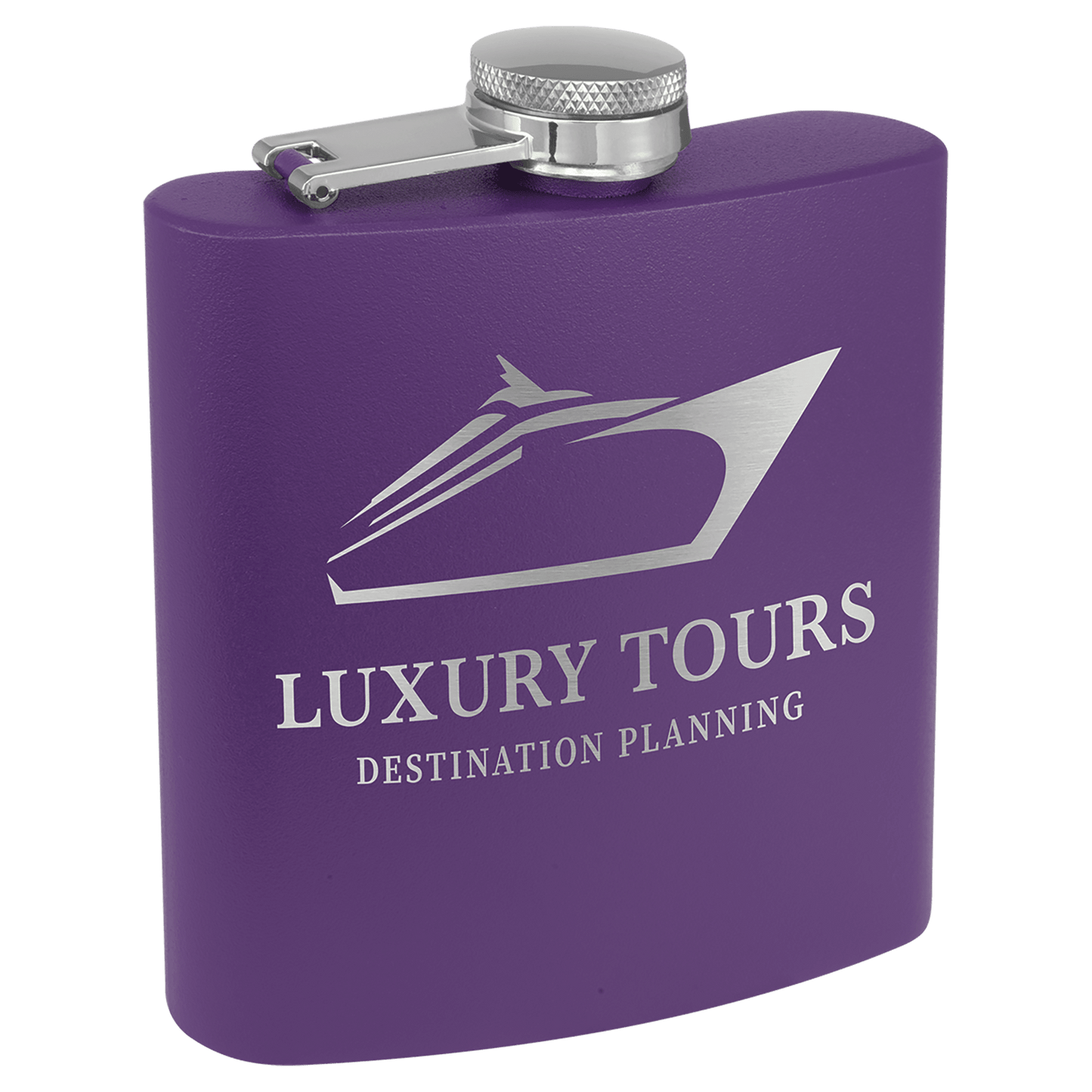 Purple 6 oz. Matte Powder Coated Laserable Stainless Steel Flask