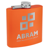 Matte Orange Powder Coated Laserable Stainless Steel 6 oz. Flask