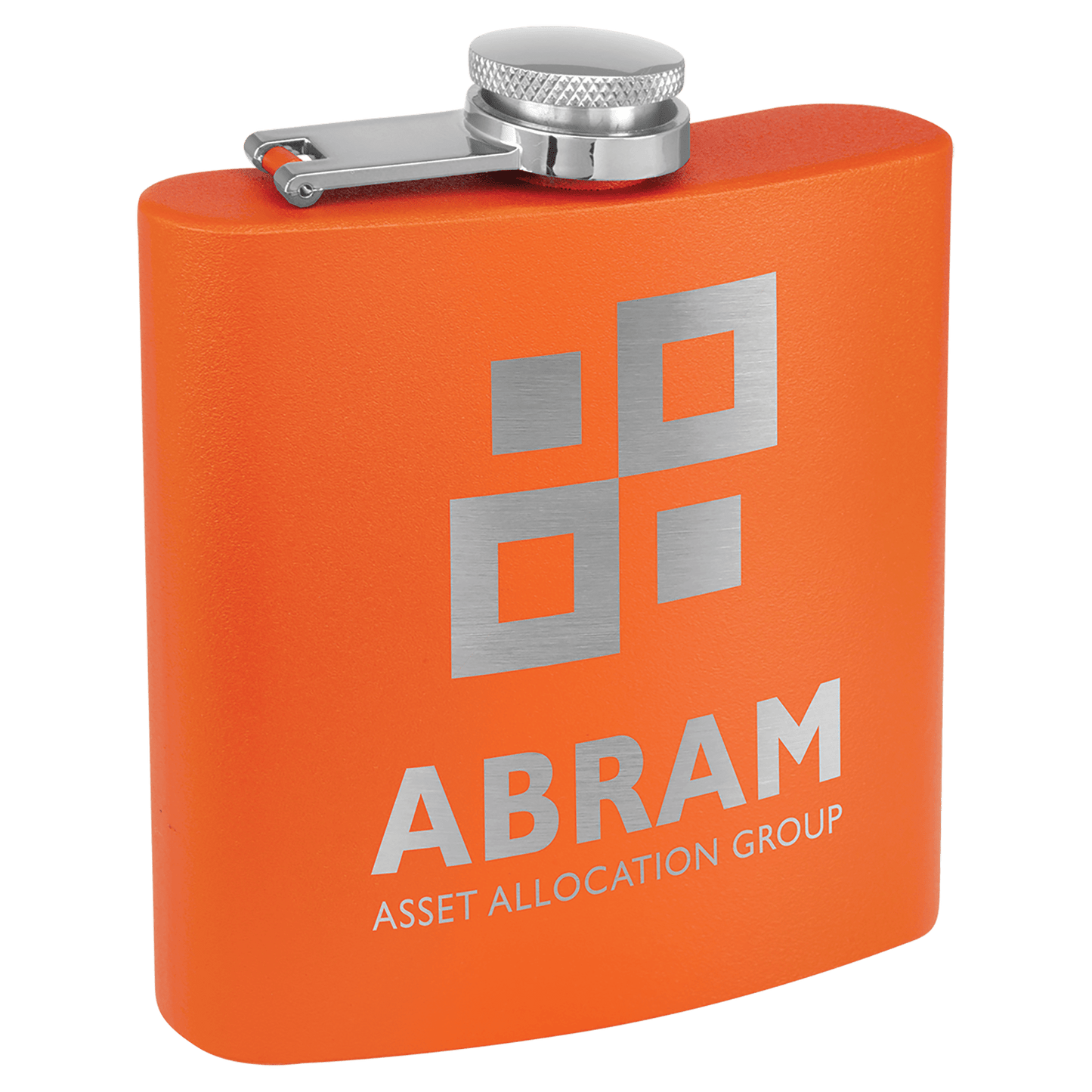 Orange 6 oz. Matte Powder Coated Laserable Stainless Steel Flask