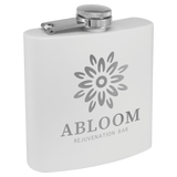 Matte White Powder Coated Laserable Stainless Steel 6 oz. Flask