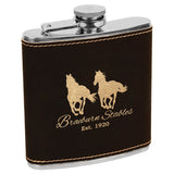 Black/Gold Laserable Leatherette Stainless Steel 6 oz. Flask