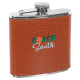 Basketball Laserable Leatherette Stainless Steel 6 oz. Flask