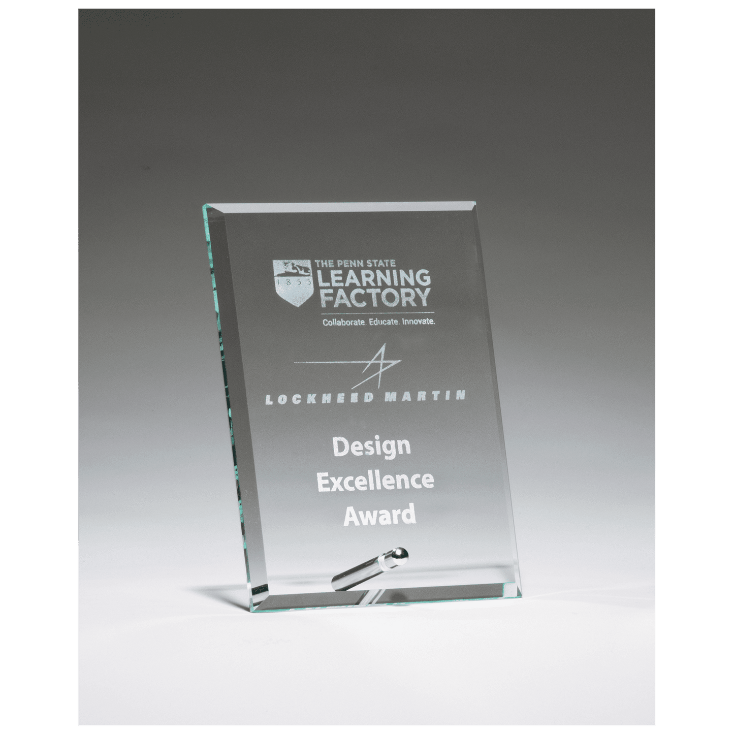 Clear Glass Award with Silver 4" x 6" Plated Easel Post