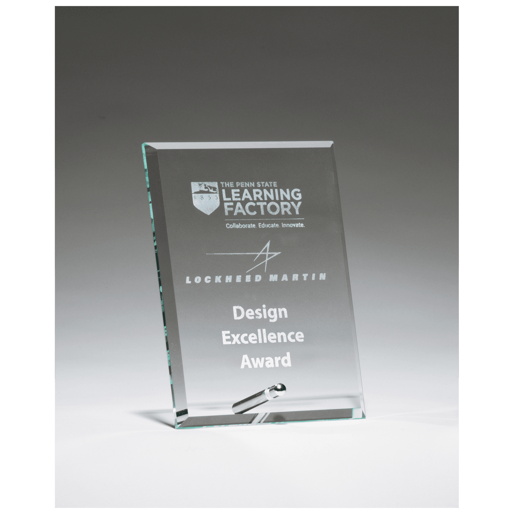 Clear Glass Award with Silver 5" x 7" Plated Easel Post