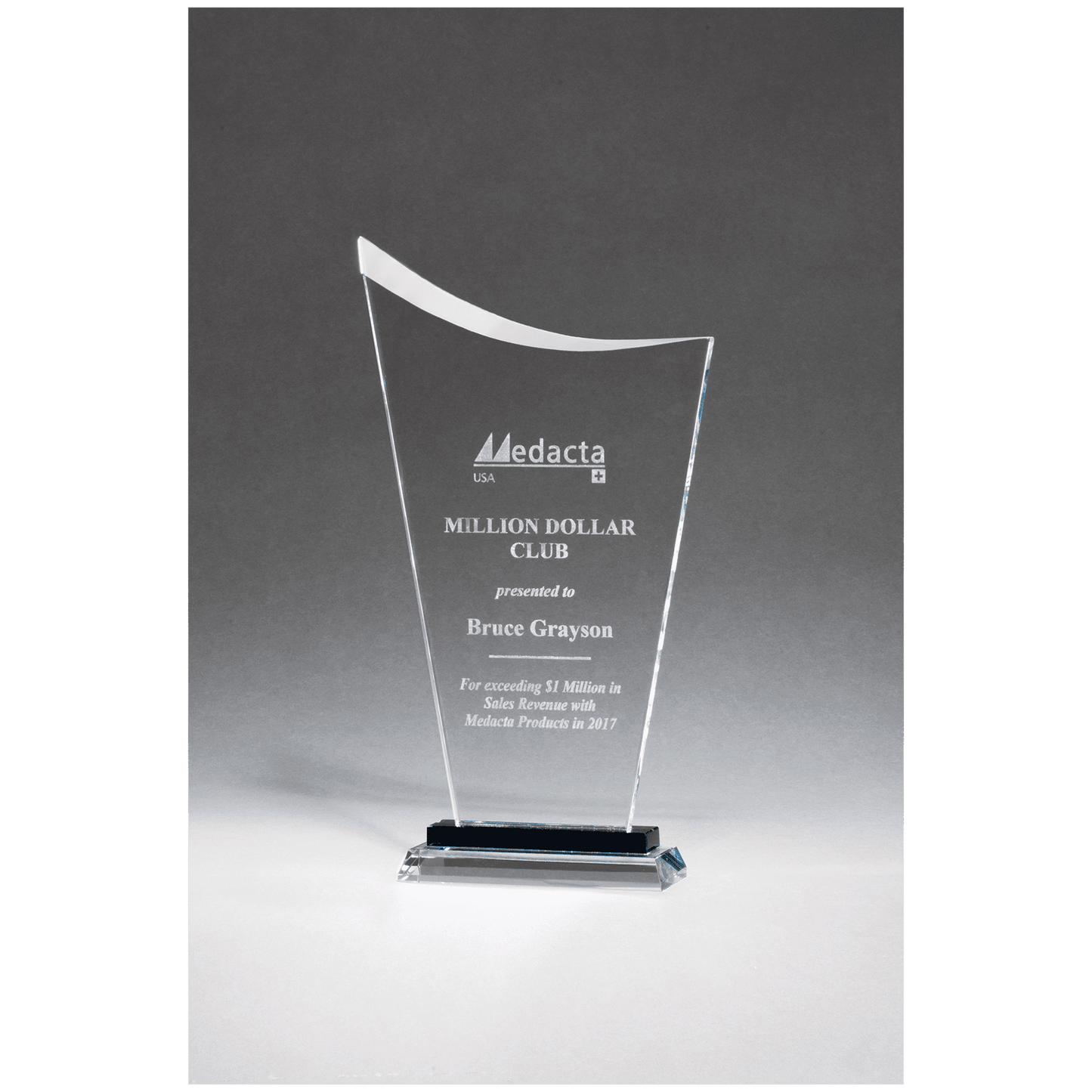 5" x 8 1/2" Contemporary Clear Glass Award with Pedestal Base