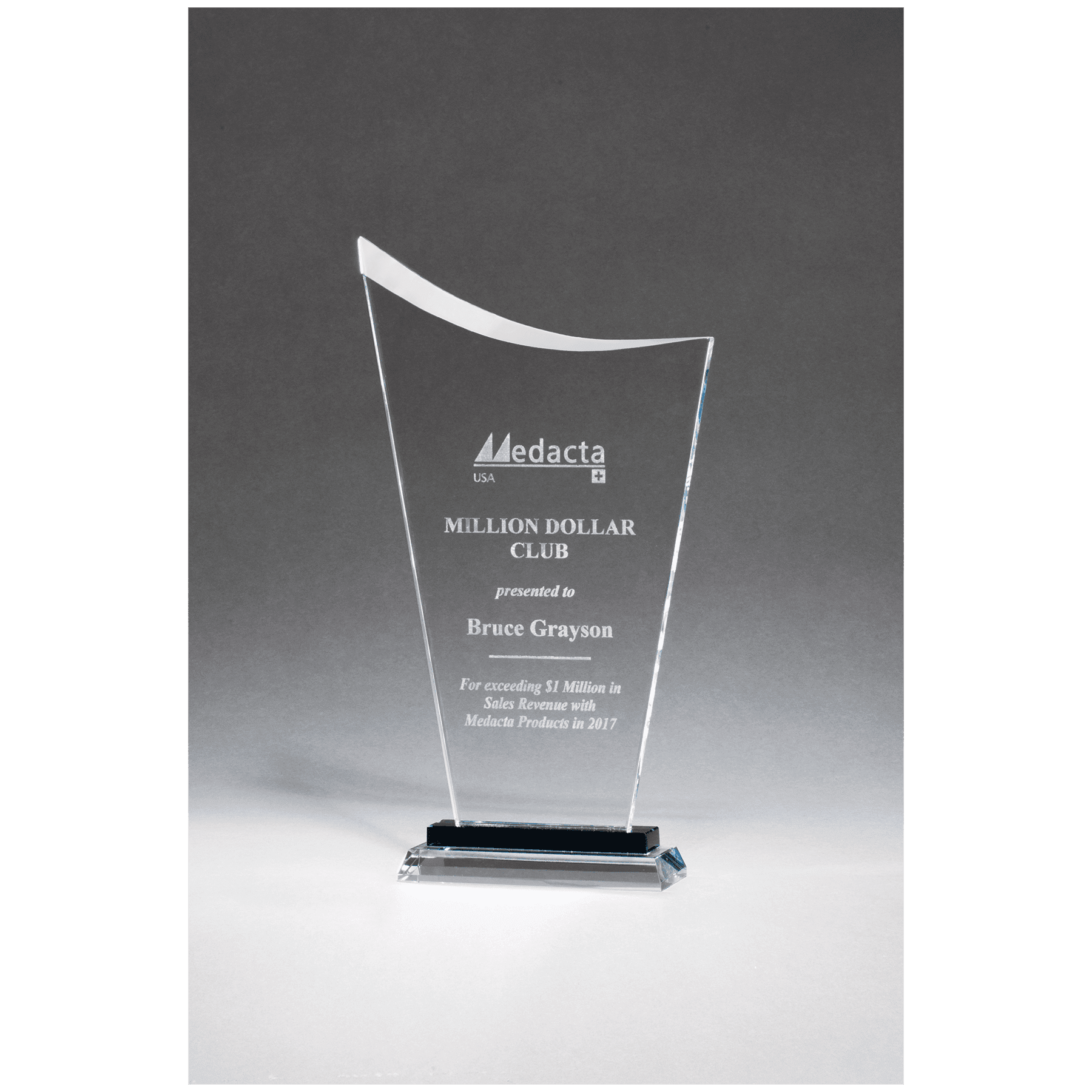 5" x 8 1/2" Contemporary Clear Glass Award with Pedestal Base
