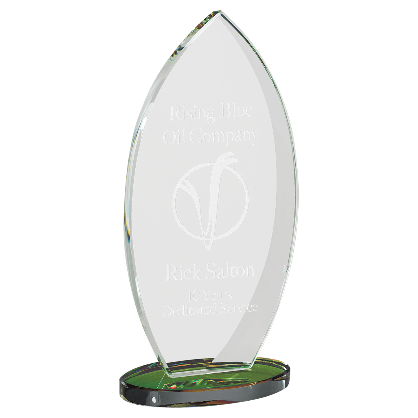 7 7/8" Flame Series Clear Glass Award with Prism-Effect Base