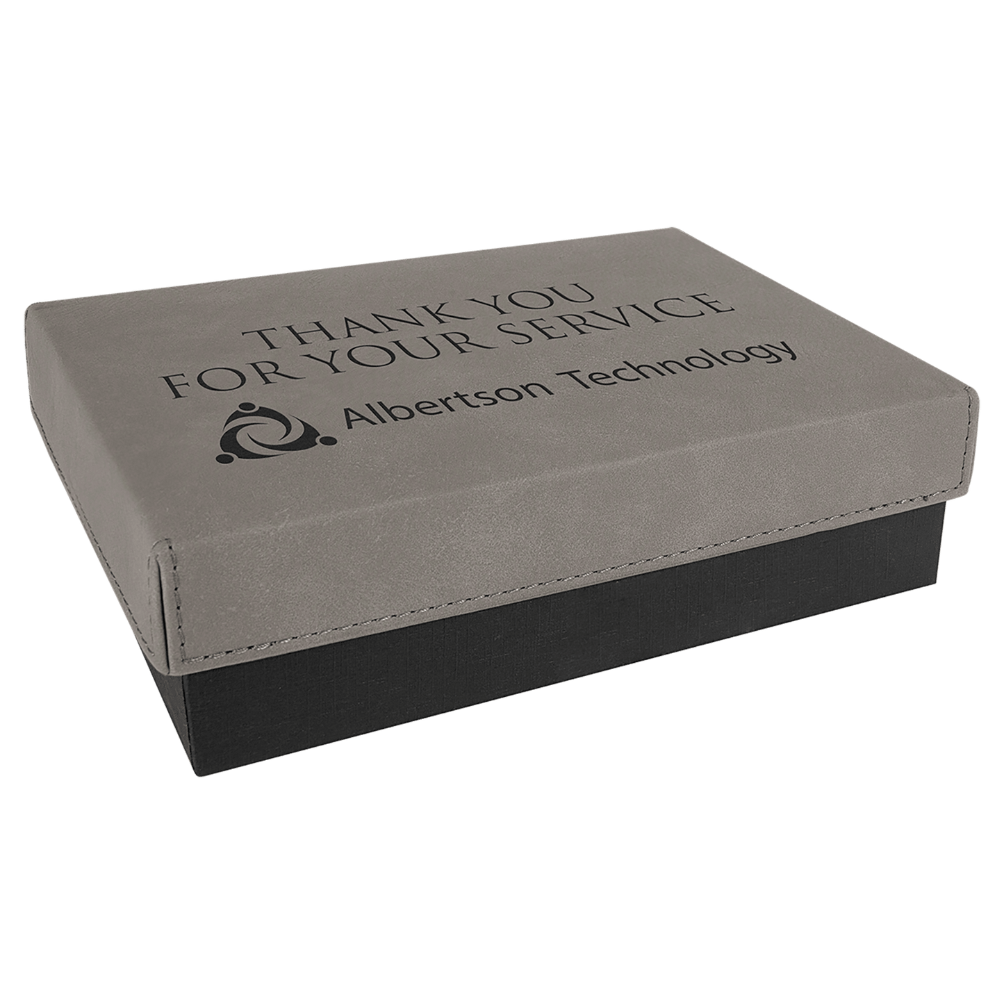 Gray 7 3/8" x 5 3/4" Gift Box with Laserable Leatherette Lid