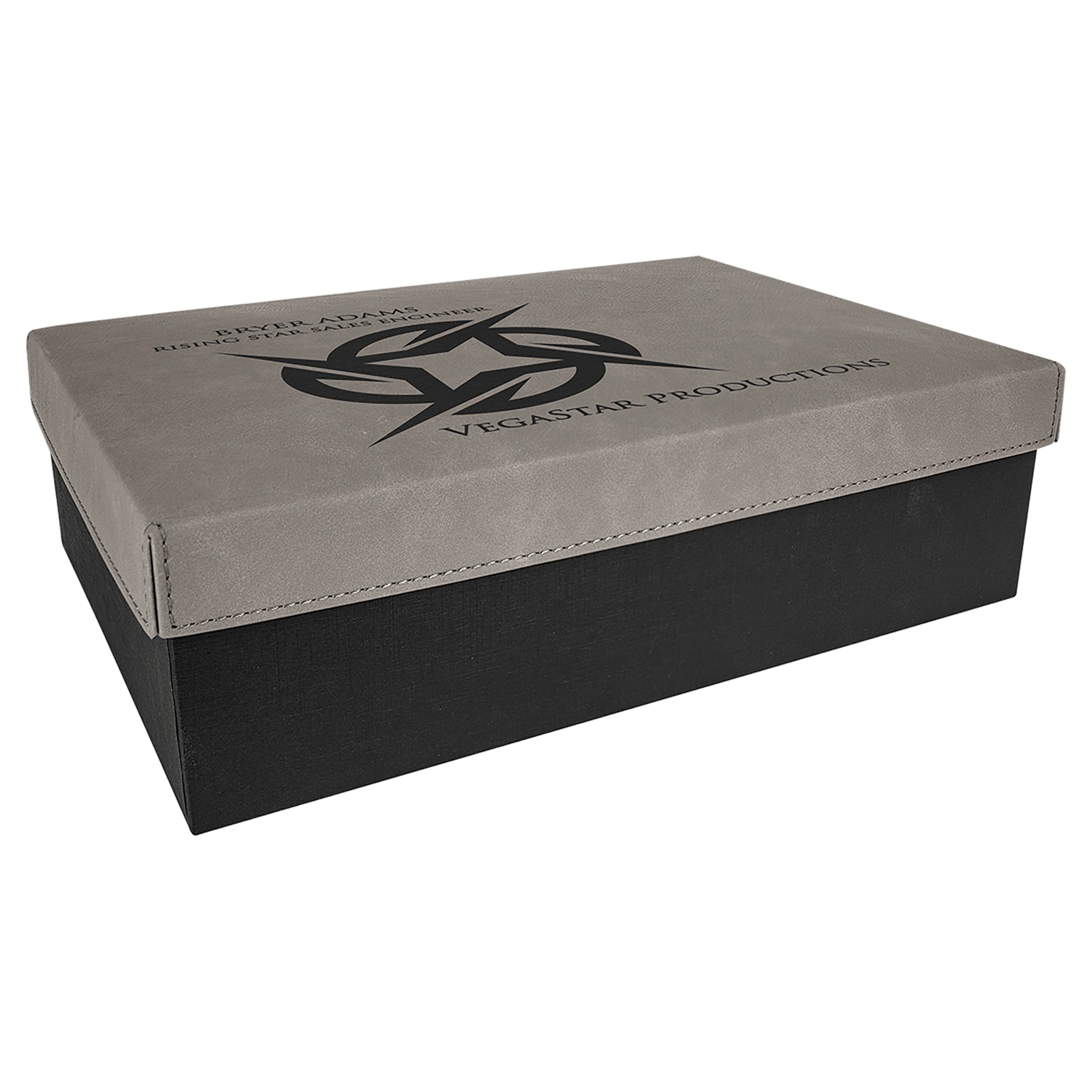 Gray 11 3/4" x 7 3/4" Gift Box with Laserable Leatherette Lid