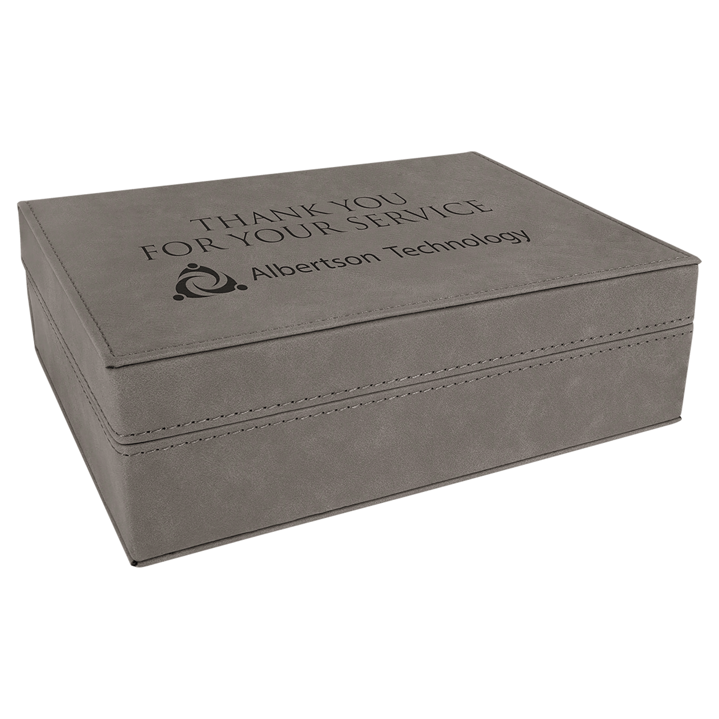 Gray 8" x 6 3/8" Laserable Leatherette Premium Gift Box