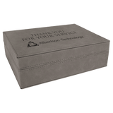Gray 8" x 6 3/8" Laserable Leatherette Premium Gift Box