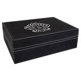 Black/Silver 8" x 6 3/8" Laserable Leatherette Premium Gift Box