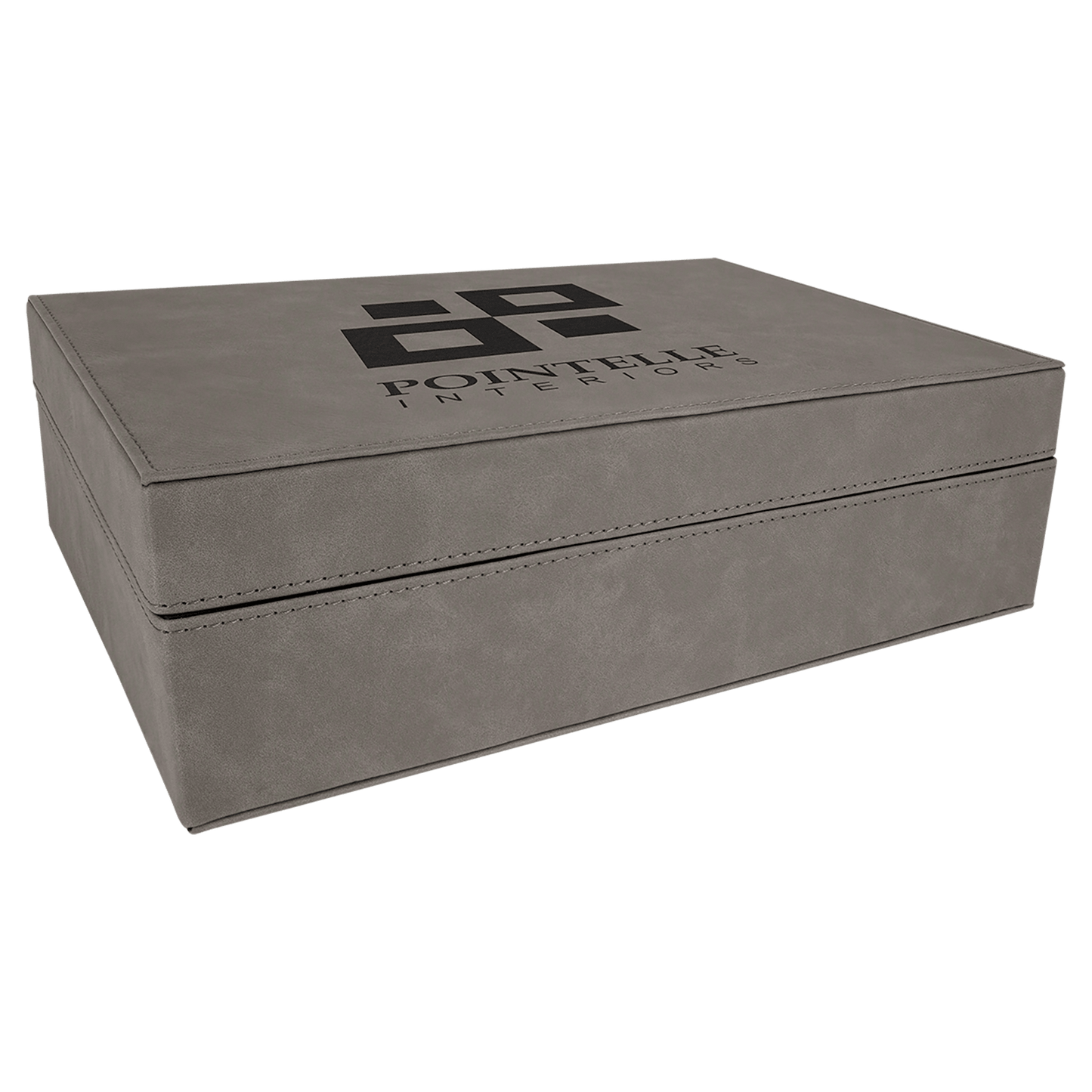 Gray 12 1/4" x 8 1/4" Laserable Leatherette Premium Gift Box