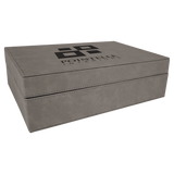 Gray 12 1/4" x 8 1/4" Laserable Leatherette Premium Gift Box