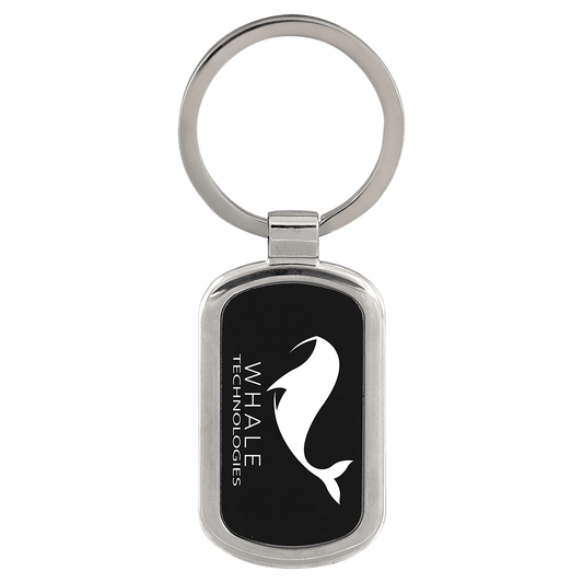 Black 1 1/8" x 1 7/8" Laserable Rectangle Keychain