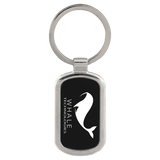 Black 1 1/8" x 1 7/8" Laserable Rectangle Keychain