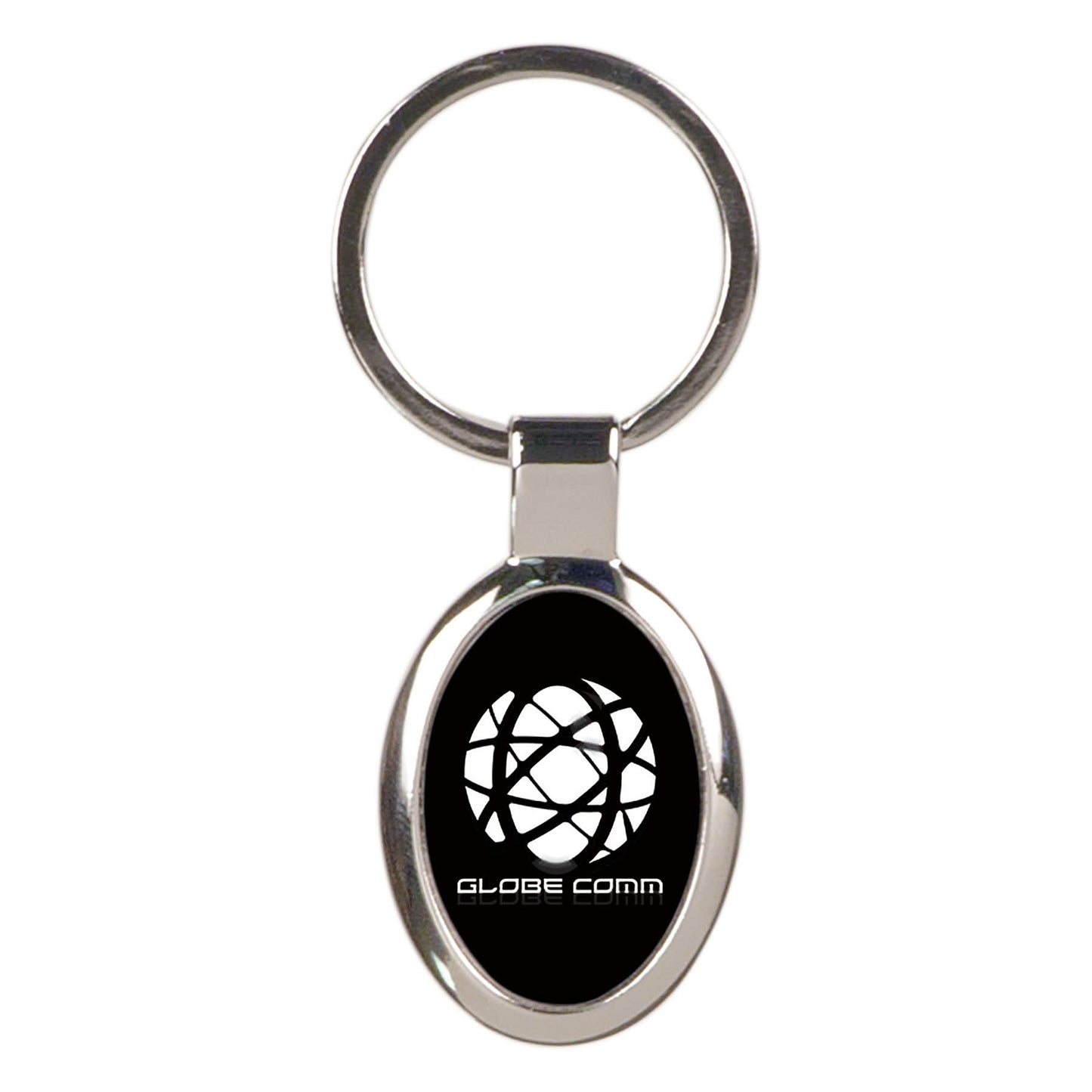 Black 1 1/8" x 1 5/8" Laserable Oval Keychain