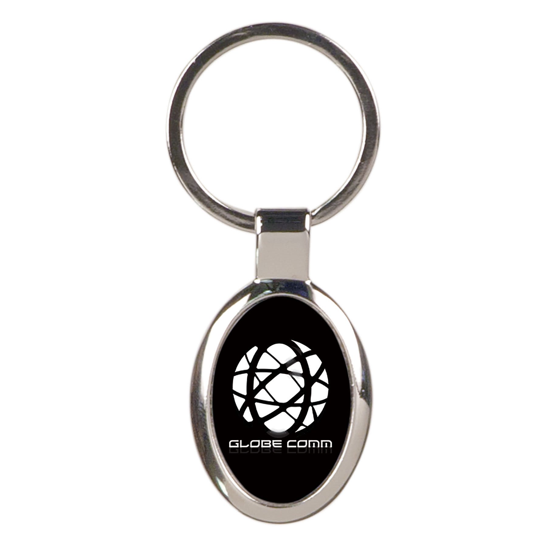 Black 1 1/8" x 1 5/8" Laserable Oval Keychain