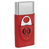 Red Laserable Leatherette Cigar Case with Cutter