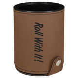 Dark Brown Laserable Leatherette Dice Cup with 5 Dice