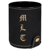 Black/Gold Laserable Leatherette Dice Cup with 5 Dice