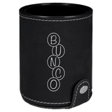 Black/Silver Laserable Leatherette Dice Cup with 5 Dice