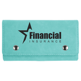 Teal Laserable Leatherette Card & Dice Set