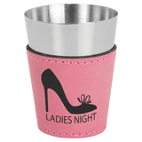 Pink Laserable Leatherette & Stainless Steel 2 oz. Shot Glass