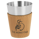 Bamboo Laserable Leatherette & Stainless Steel 2 oz. Shot Glass