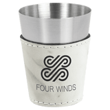 White Marble Laserable Leatherette & Stainless Steel 2 oz. Shot Glass