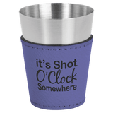 Purple Laserable Leatherette & Stainless Steel 2 oz. Shot Glass