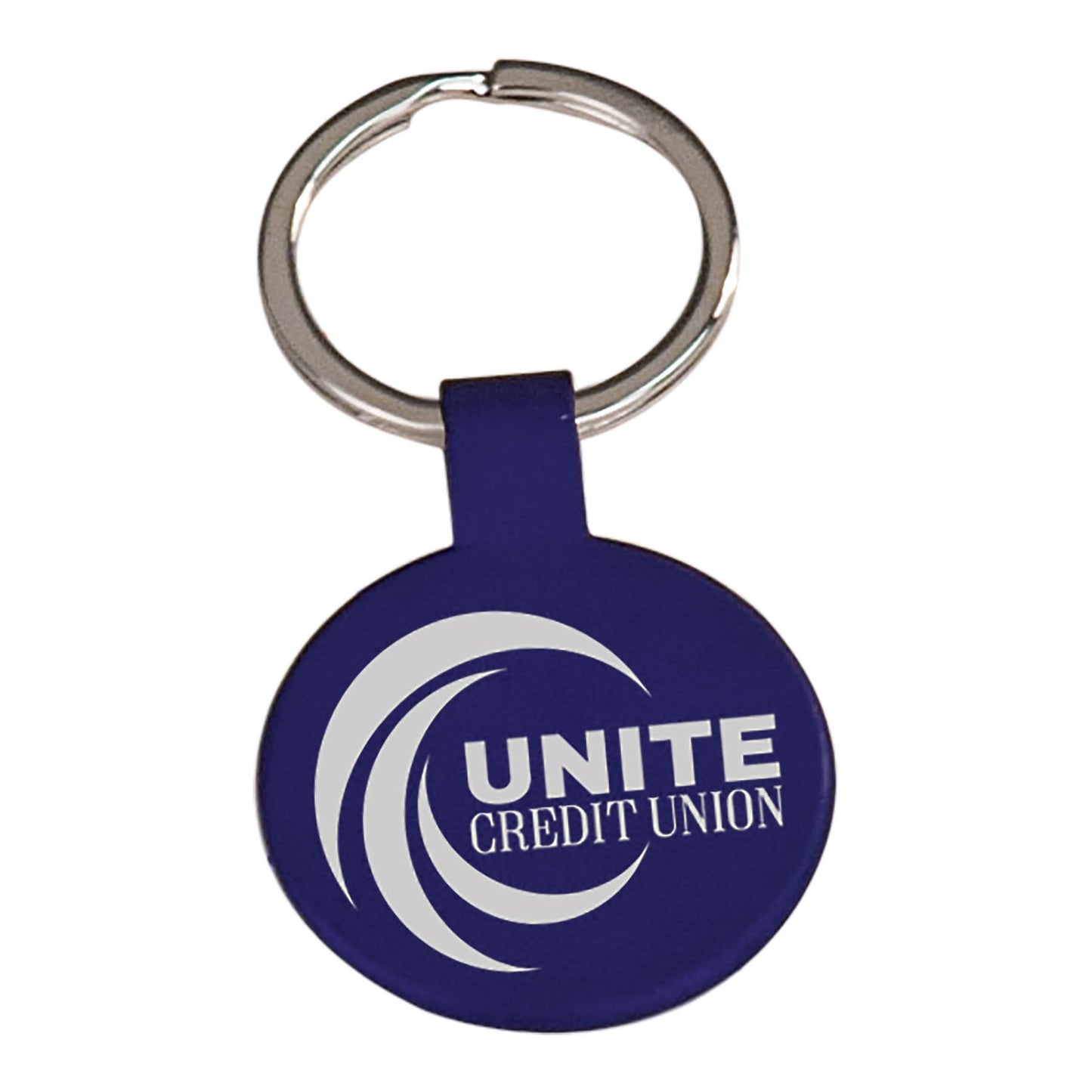 Blue 1 1/2" Laserable Round Keychain