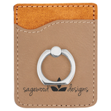 Light Brown Laserable Leatherette Phone Wallet with Silver Phone Wallet with Silver Ring