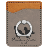 Gray Laserable Leatherette Phone Wallet with Silver Phone Wallet with Silver Ring