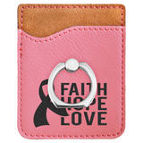 Pink Laserable Leatherette Phone Wallet with Silver Phone Wallet with Silver Ring